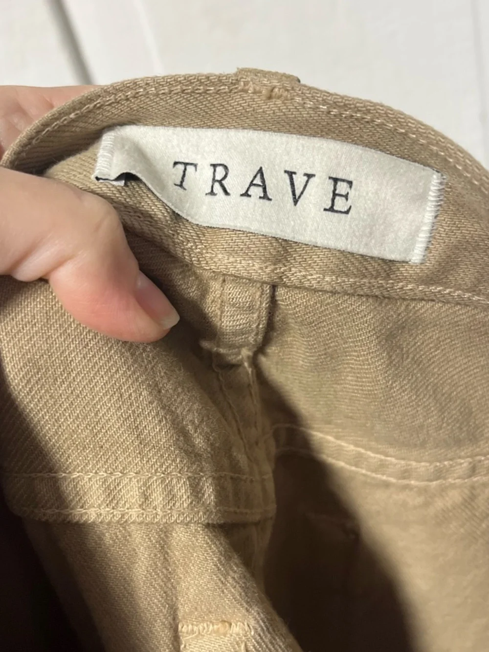 Trave Jacinda Full Wide Leg Wet Sand Tan Pant Made In USA Size 29